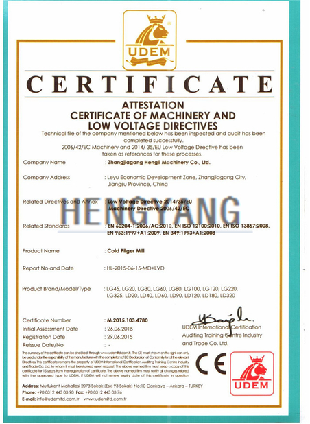 China Zhangjiagang Hengli Technology Co.,Ltd certification